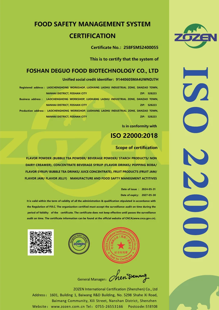 ISO 22000 Certificate